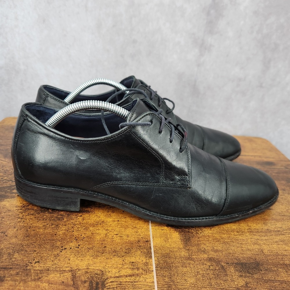 Cole Haan Black Leather Cap-Toe Oxfords